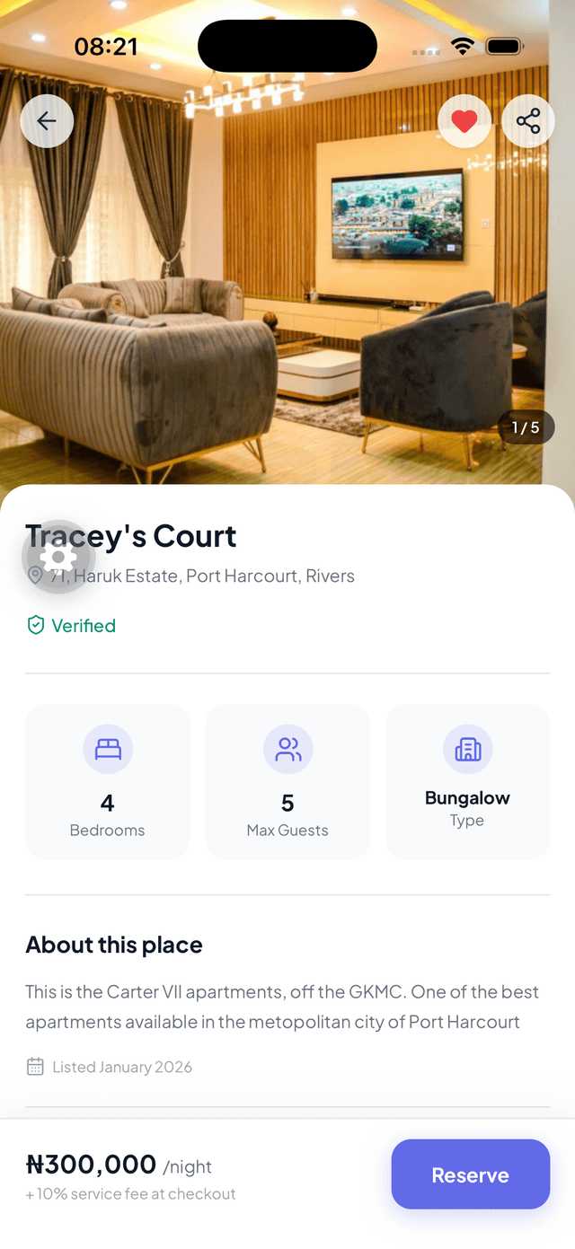 Roomly app home screen