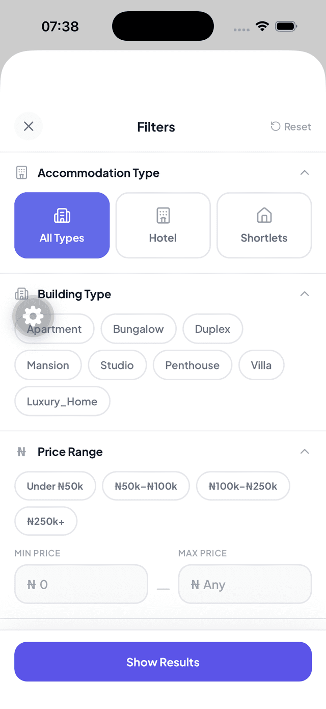 Roomly app home screen